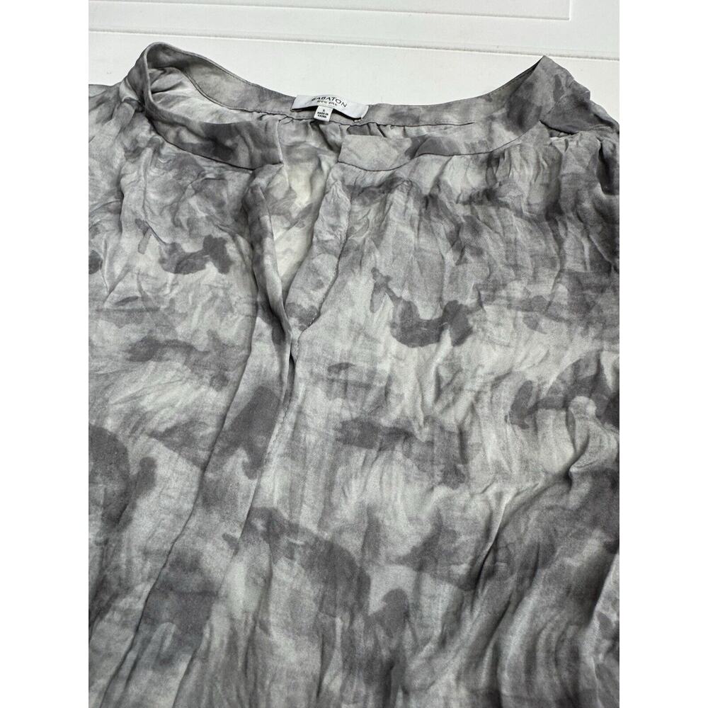 Aritzia Babaton Gray Blouse Womens Small 100% Silk Long Sleeve Sheer Button Up - Picture 2 of 5